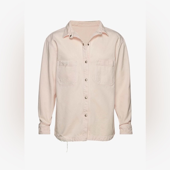 SEROYA Mariel Denim Button Shirt Washed Bleach Pink NEW - Picture 5 of 11